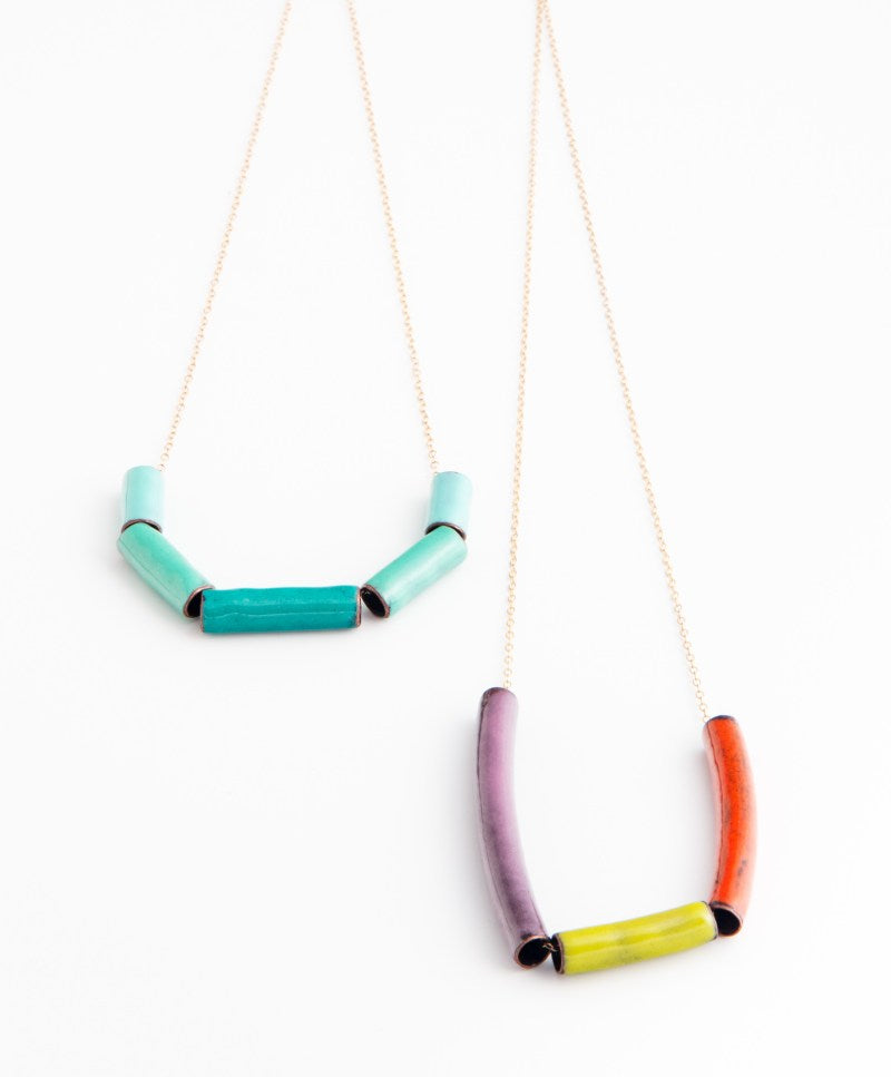 Enameled Copper Tubes Necklace at alishamerrickart