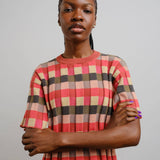 Anni Grid Plaited Tee - Solar Flare