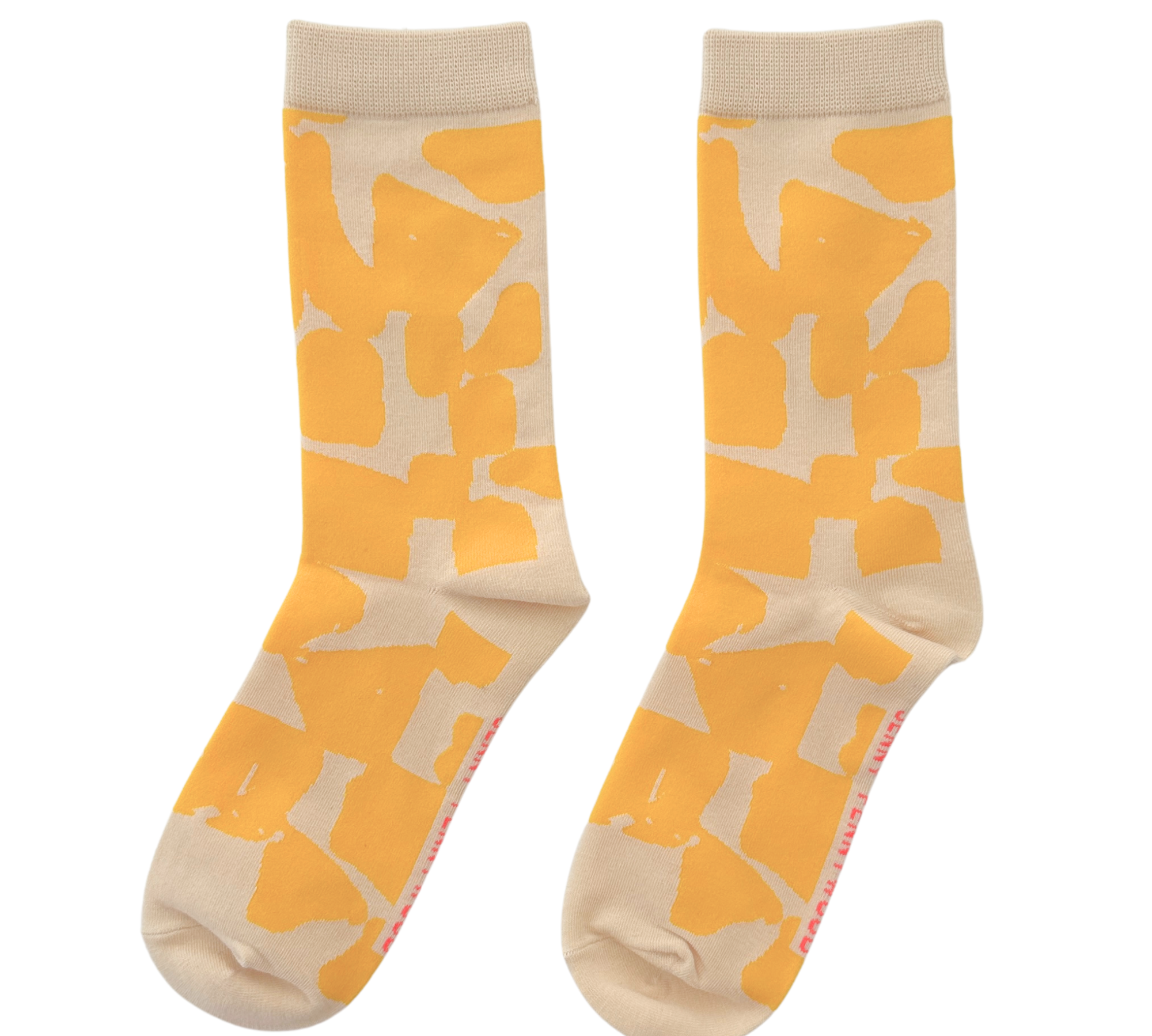 Crew Socks - Checks in Yellow Mustard & Natural
