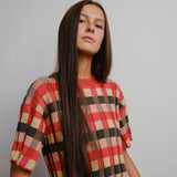 Anni Grid Plaited Tee - Solar Flare