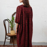 Floral Peasant dress with fun balloon sleeves - Natural dyed