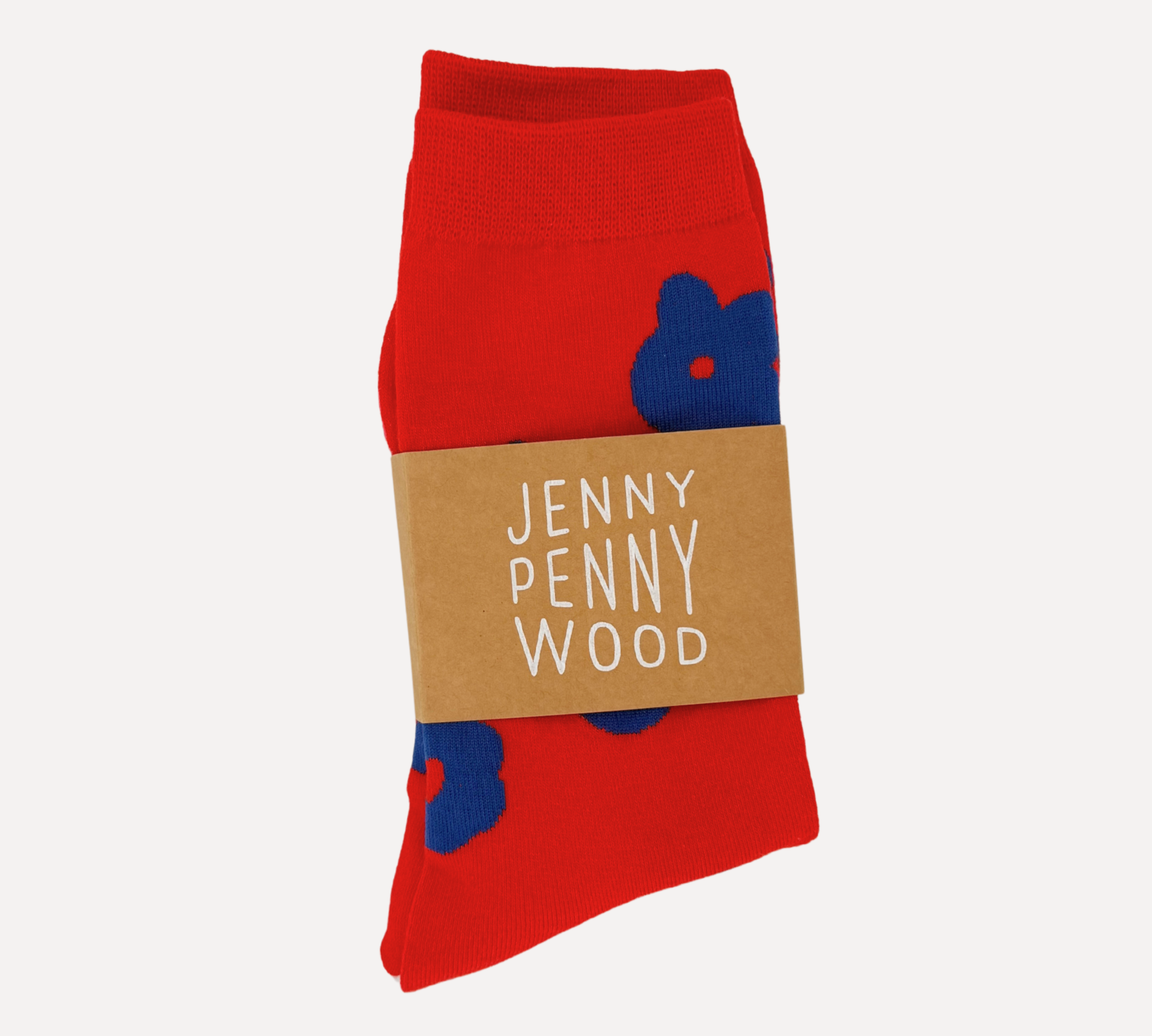 Crew Socks - Celeste in Tomato & Ultramarine Blue